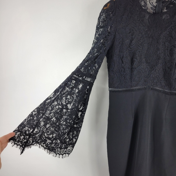 Bardot Faedra Lace Long Sleeve Bell Flare Sleeve Midi Sheath Dress - Picture 4 of 12